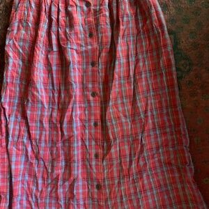 Vintage Red and Blue Maxi A-Line Skirt